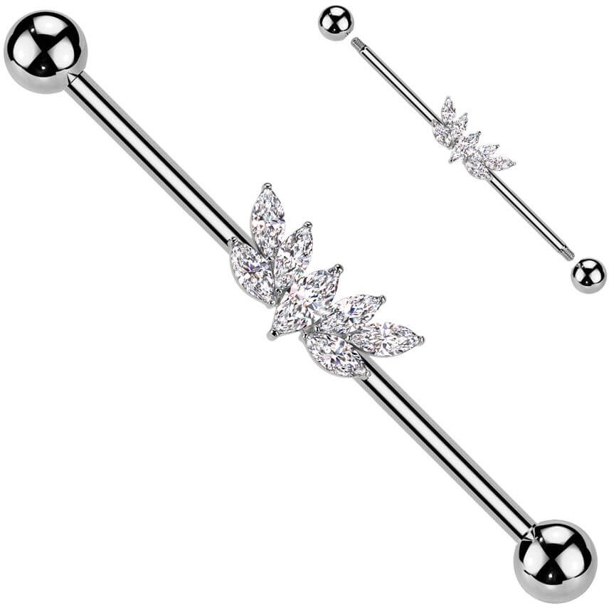Industrial Barbell fan zirconia marquise cut