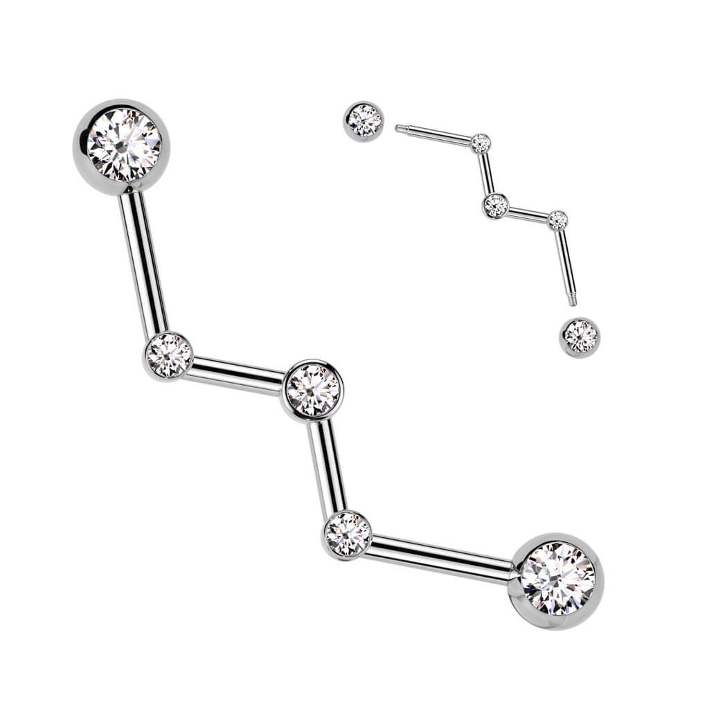 Industrial Barbell zirconia bezel setting