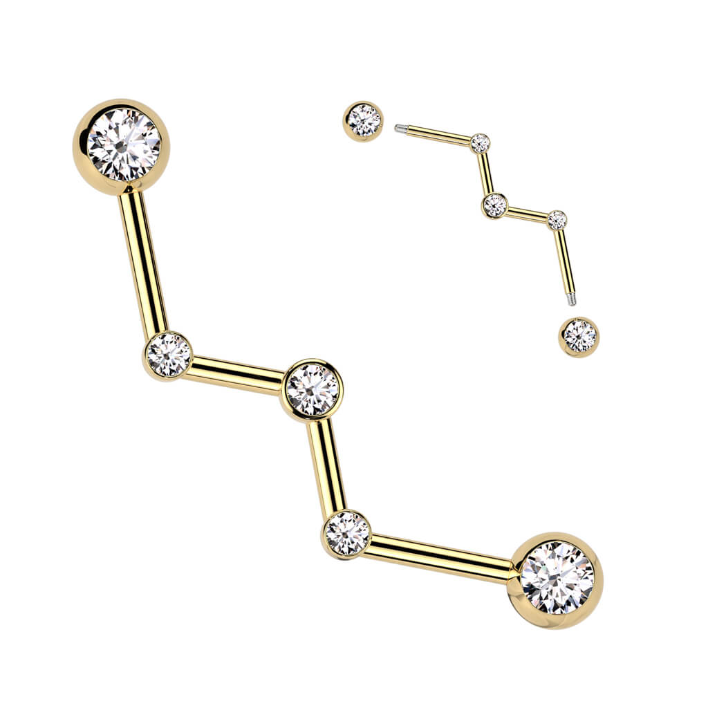 Industrial Barbell zirconia bezel setting