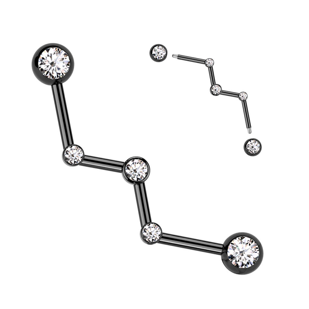 Industrial Barbell zirconia bezel setting