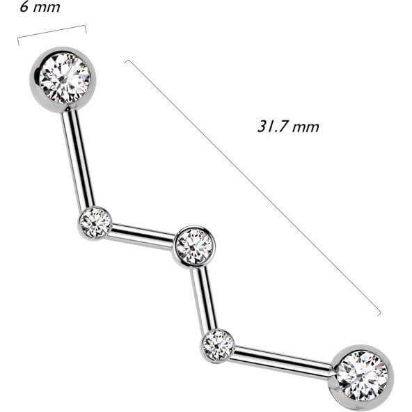 Industrial Barbell zirconia bezel setting