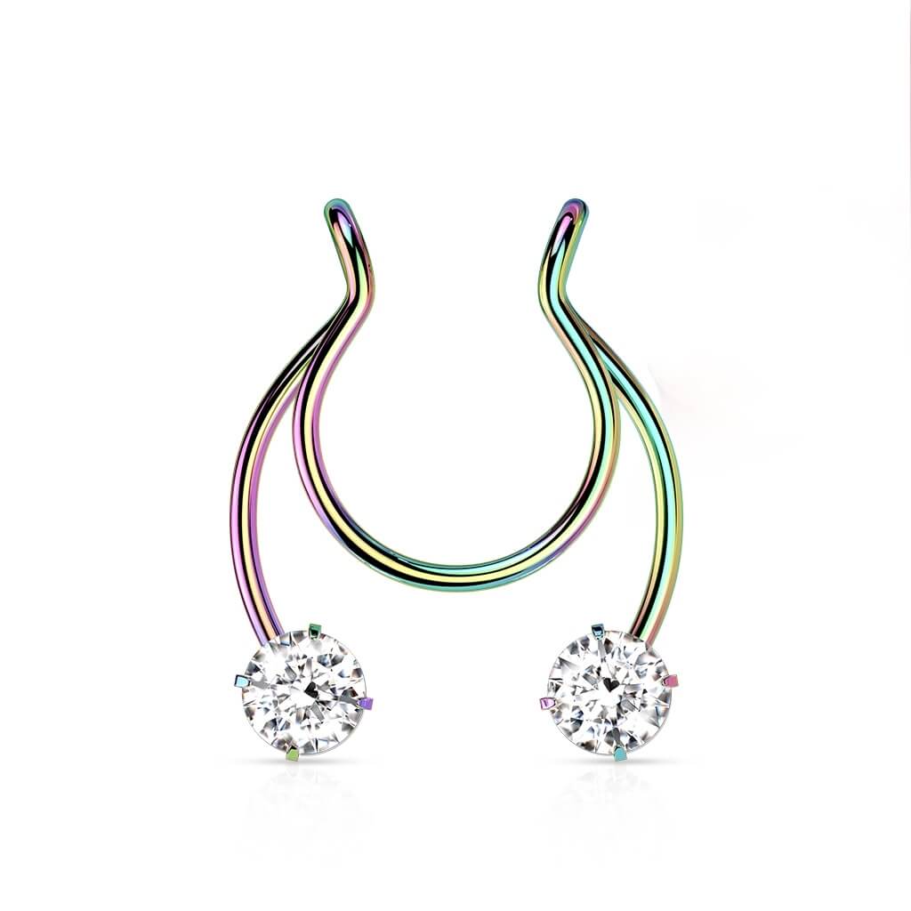 Fake Nose Piercing Horseshoe Zirconia Bendable