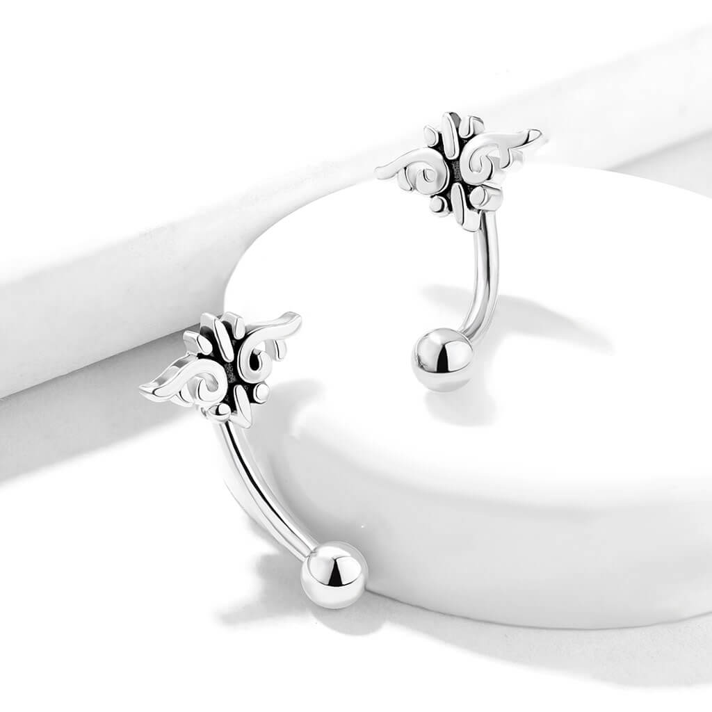 Eyebrow Piercing Tribal Zirconia Silver