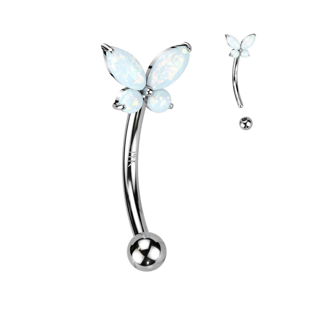 Oro 14 kt Piercing Sopracciglio Farfalla di zirconi