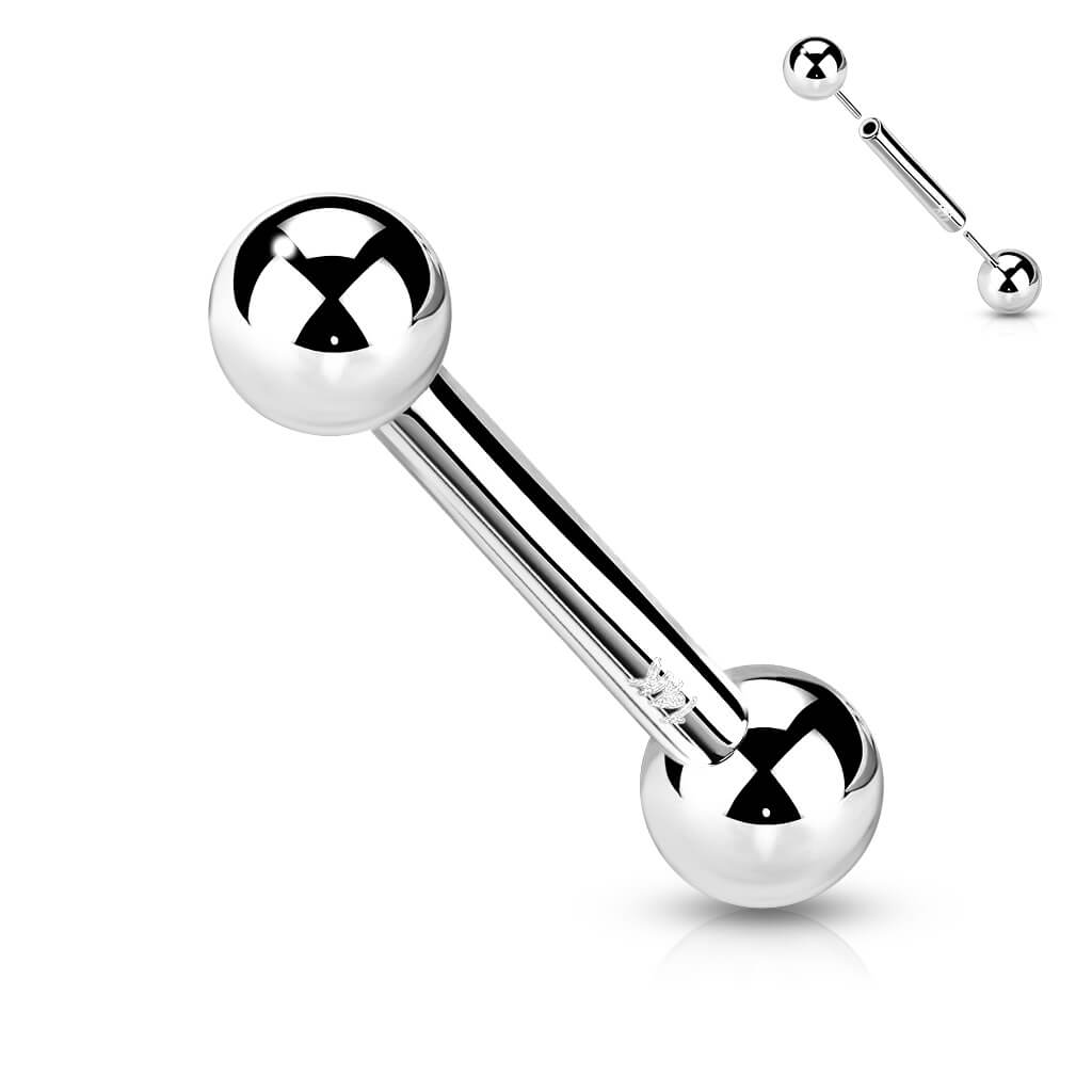 Oro 14 kt Barbell Sfera Push-In