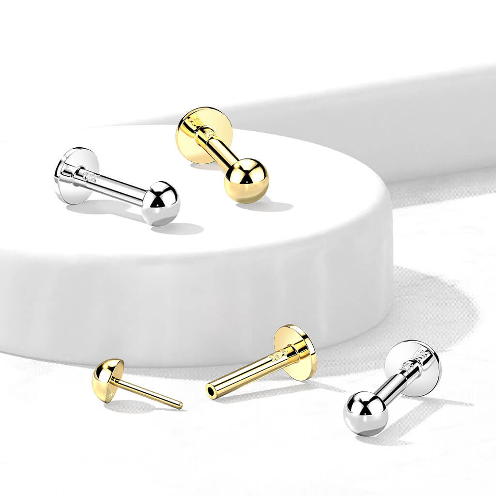 Oro 14 kt Labret Semisferico Push-In