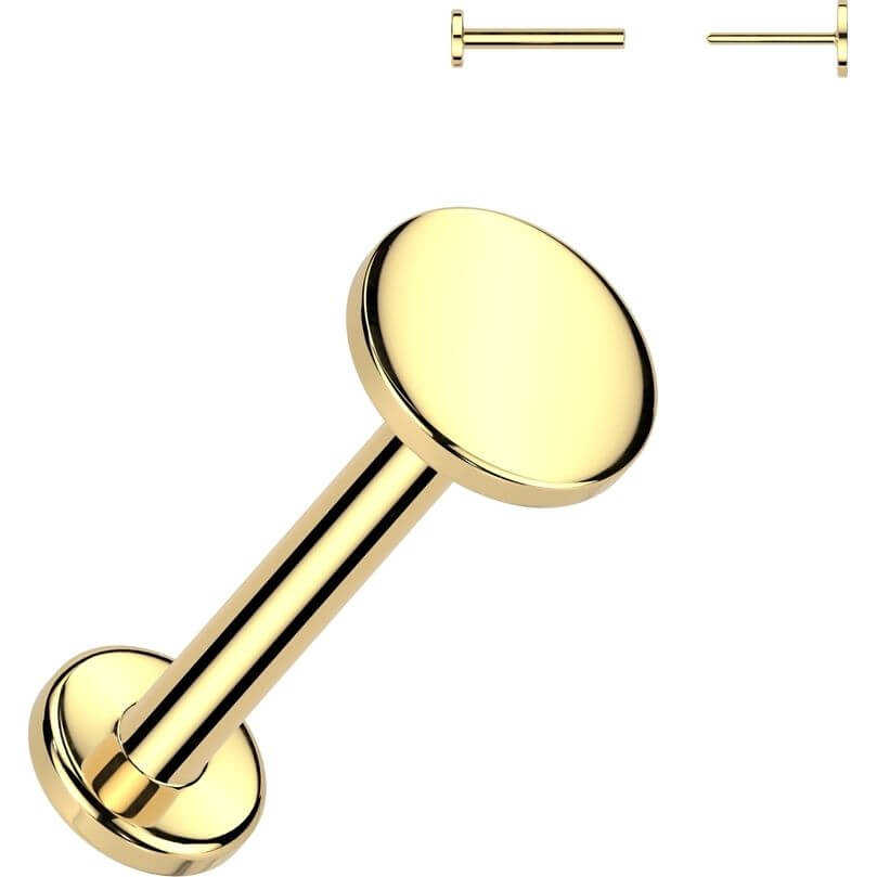 Solid Gold 14 Carat Labret round nose piercing Push-In