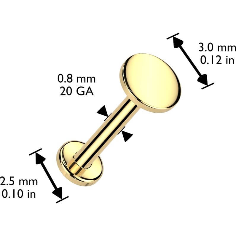 Solid Gold 14 Carat Labret round nose piercing Push-In