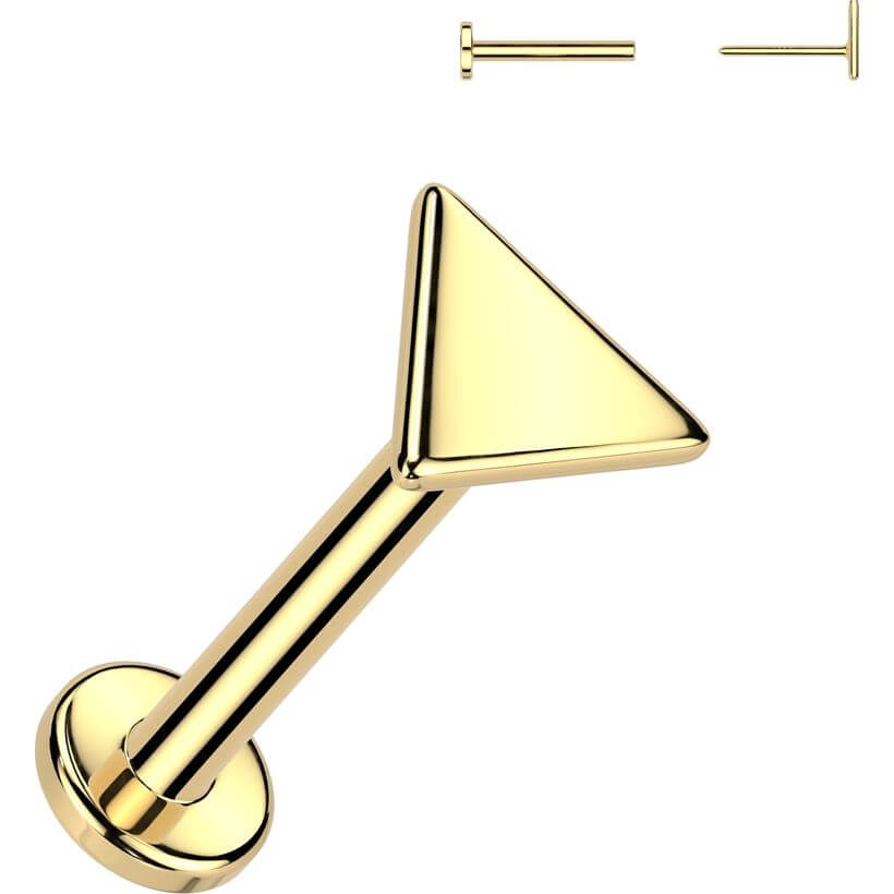 Solid Gold 14 Carat Labret triangle nose piercing Push-In