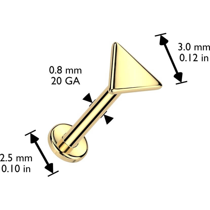 Solid Gold 14 Carat Labret triangle nose piercing Push-In