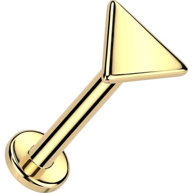 Solid Gold 14 Carat Labret triangle nose piercing Push-In