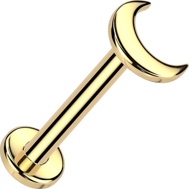 Solid Gold 14 Carat Labret moon nose piercing Push-In