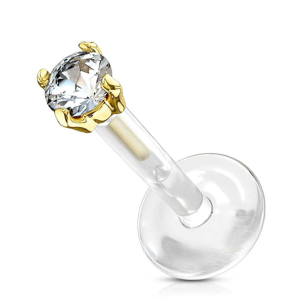 Oro 14 kt Labret Zircone Push-In
