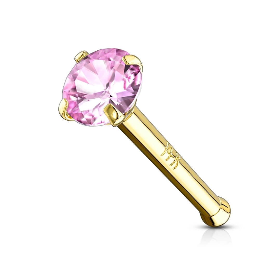 Solid Gold 14 Carat Nose Stud Zirconia