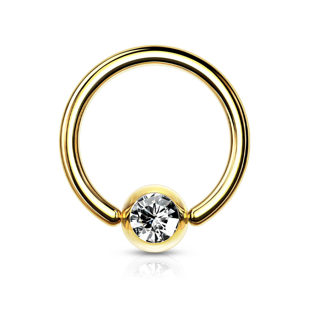 Ring Zirkonia Gold Klemmkugelring