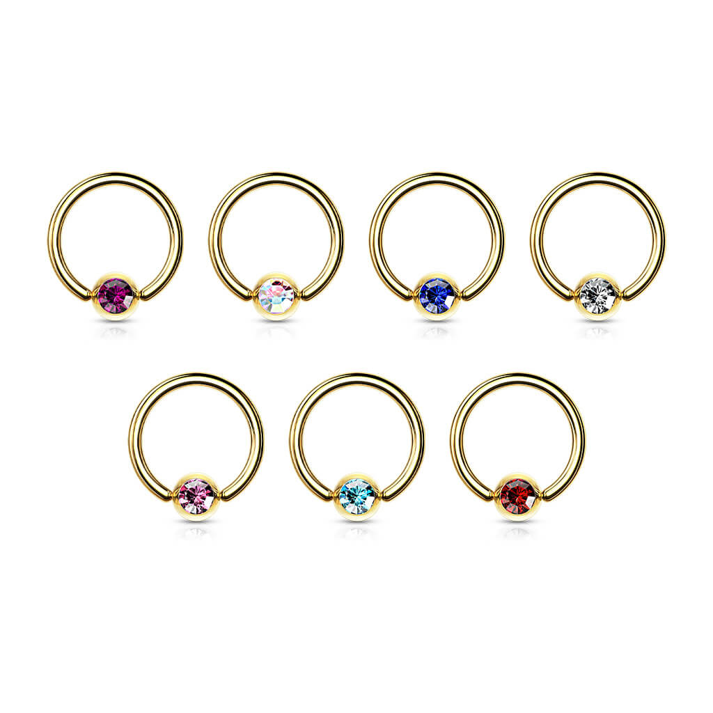 Ring Zirkonia Gold Klemmkugelring