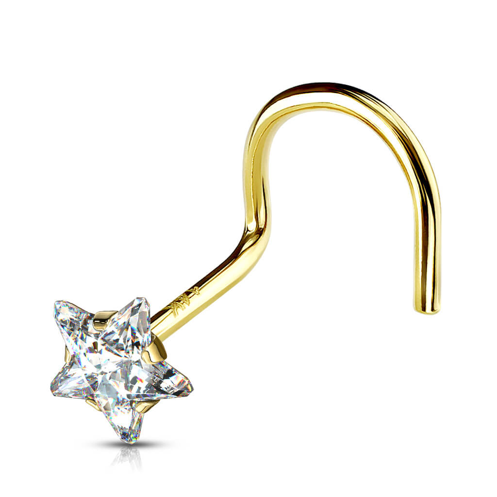 Or 14kt Nez Vis Étoile Zircone
