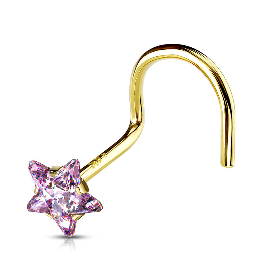 Or 14kt Nez Vis Étoile Zircone