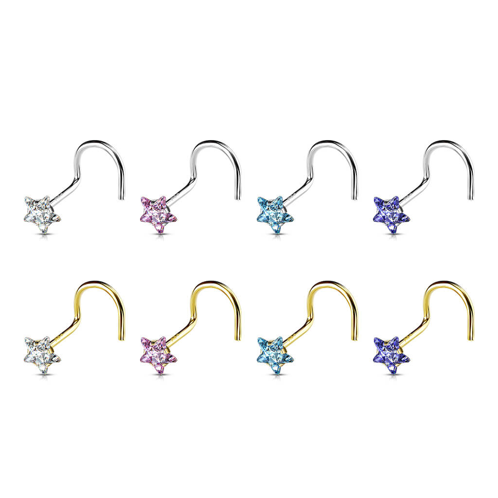 Or 14kt Nez Vis Étoile Zircone