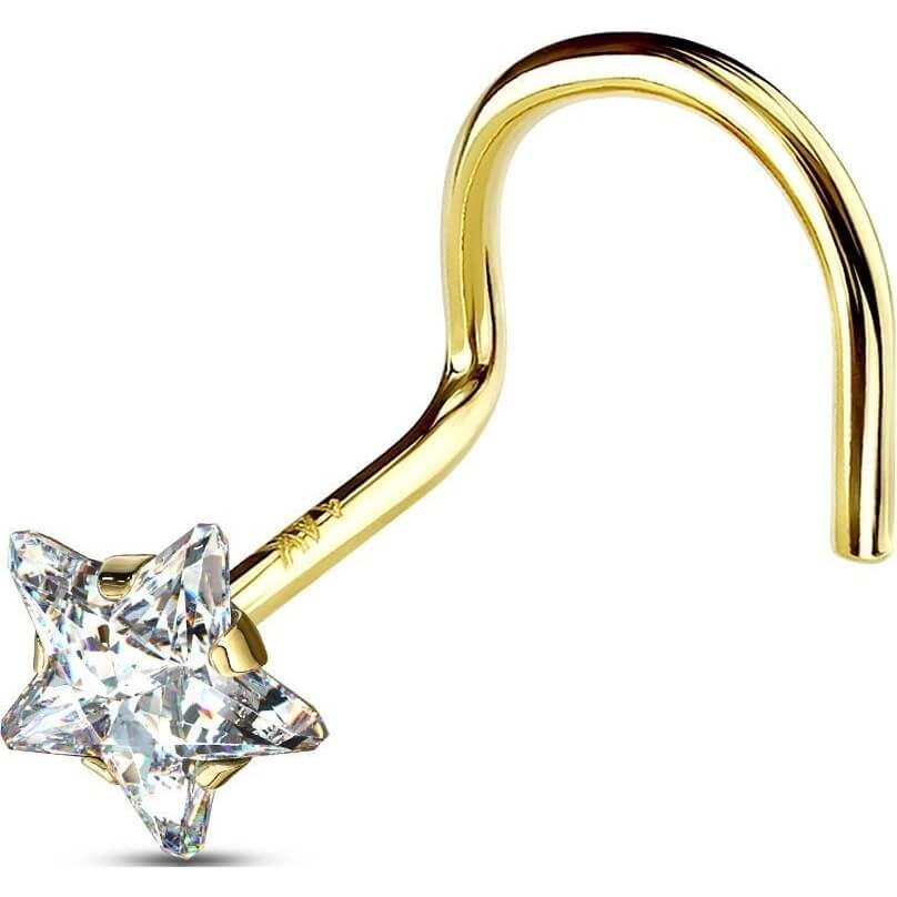 Or 14kt Nez Vis Étoile Zircone