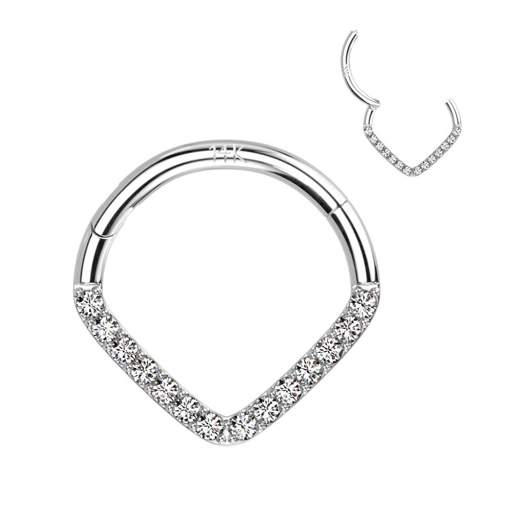 Oro 14kt Anillo Circonita Clicker