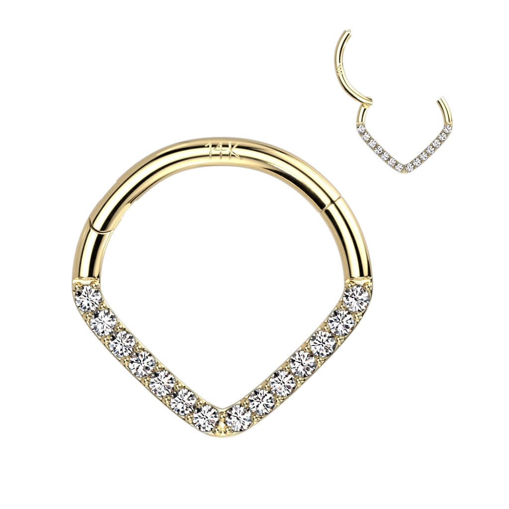 Oro 14kt Anillo Circonita Clicker