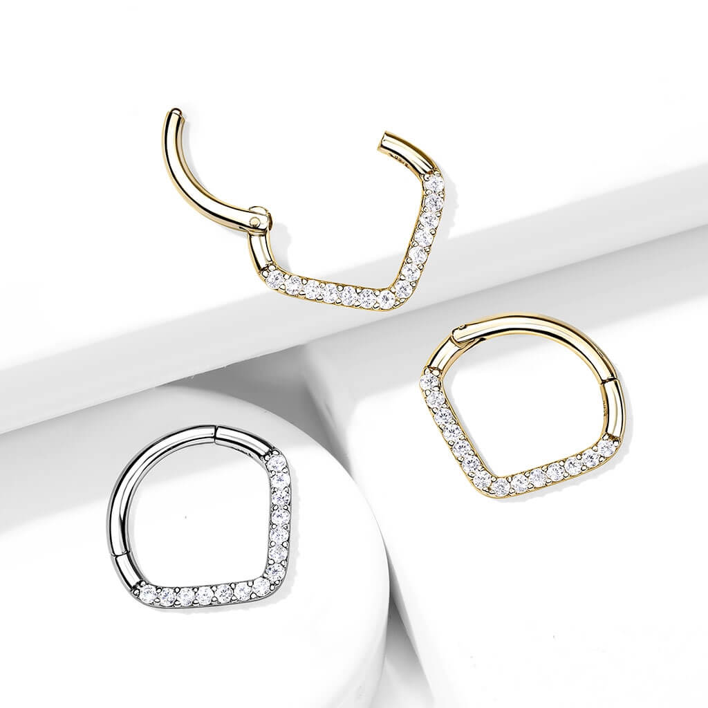 Oro 14kt Anillo Circonita Clicker