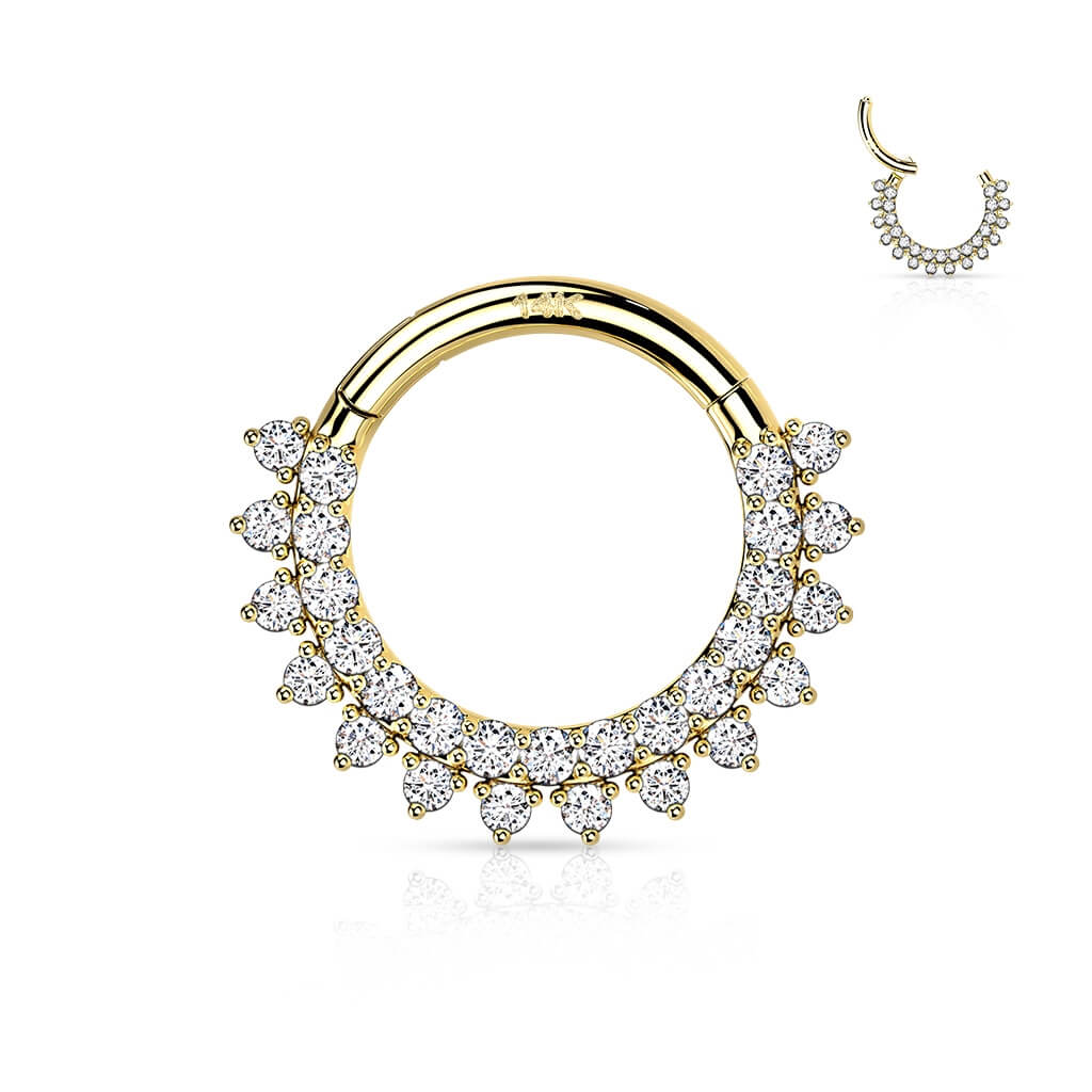 14 Karat Gold Ring Zirkonia Gelbgold Weißgold Clicker