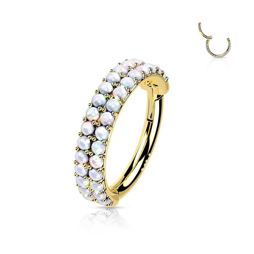 Or 14kt Anneau Opale Cliqueur