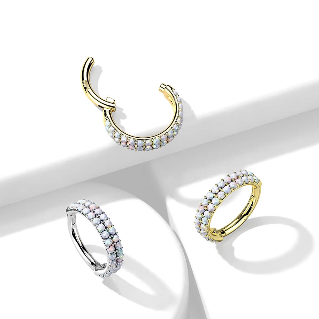 Or 14kt Anneau Opale Cliqueur
