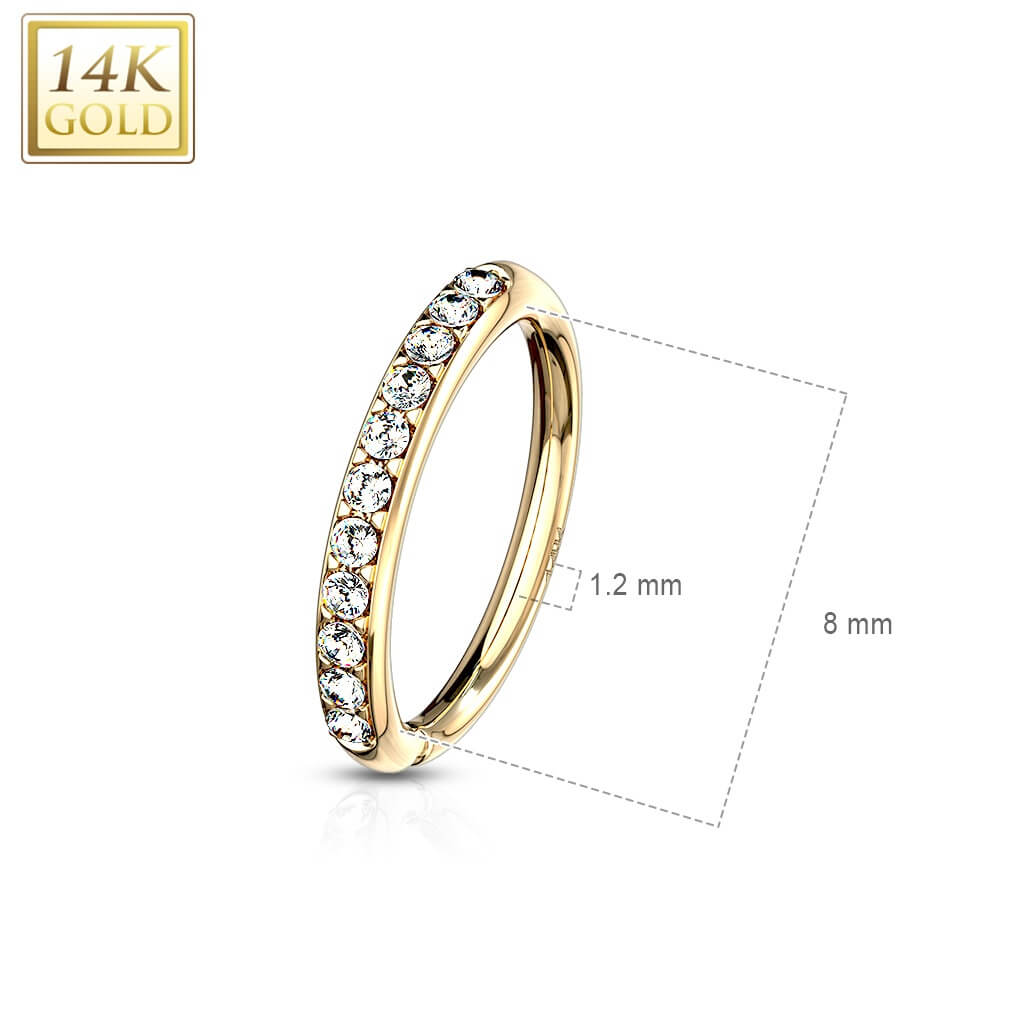 Or 14kt Anneau Zircone Pliable