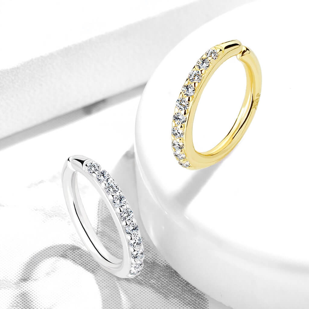 Or 14kt Anneau Zircone Pliable