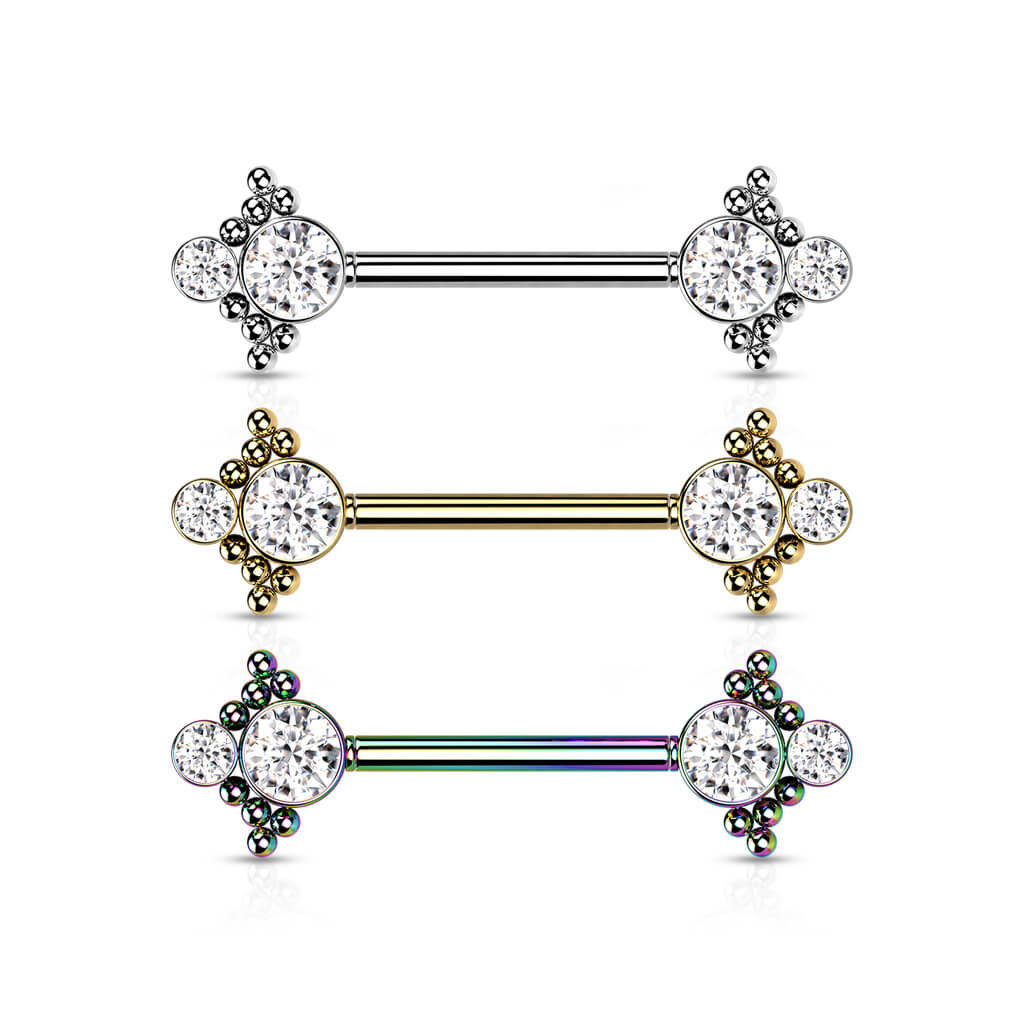 Nippelpiercing 4 Zirkonia Push-In