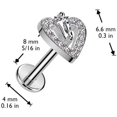 Labret heart zirconia Push-In
