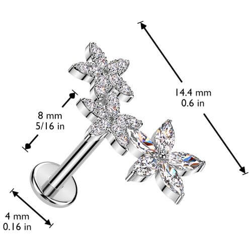 Labret flowers zirconia Push-In