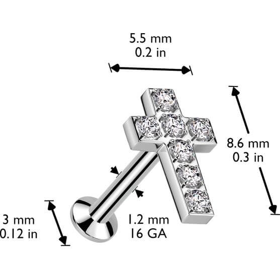 Labret cross zirconia Push-In