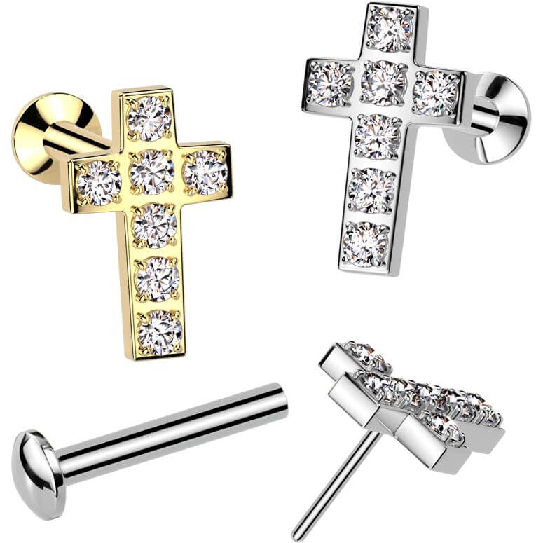 Labret cross zirconia Push-In