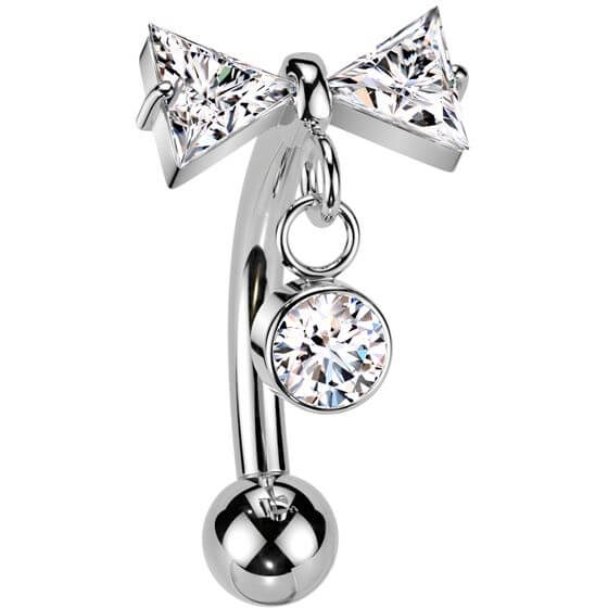 Titanium Curved Barbell bow zirconia dangle Push-In