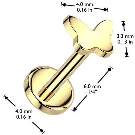 Titanium Labret butterfly Push-In