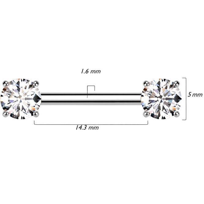 Titan Nippelpiercing Zargenfassung Zirkonia Push-In