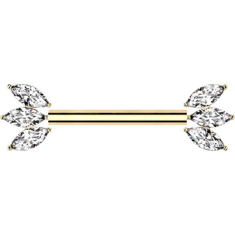Titanio Piercing Capezzolo Zirconi taglio Marquise Push-In