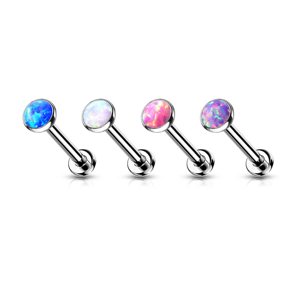 Titan Labret Opal Flach Silber Push-In