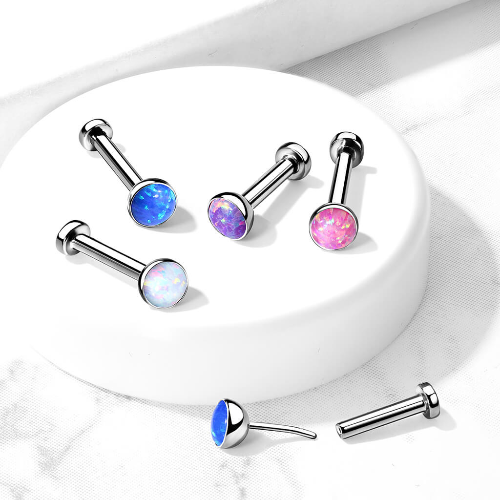Titan Labret Opal Flach Silber Push-In