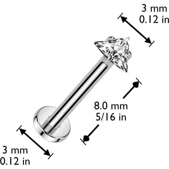 Titanium Labret triangle zirconia Push-In