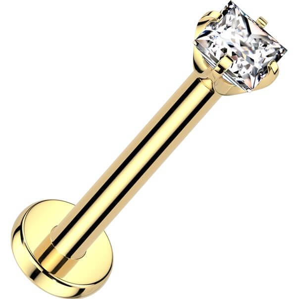 Titanium Labret square zirconia Push-In