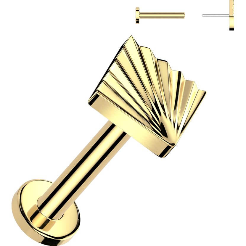 Titanium Labret Square diamond cut Push-In
