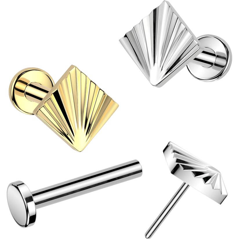 Titanium Labret Square diamond cut Push-In