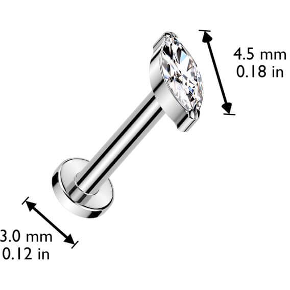 Titanium Labret zirconia marquise cut Push-In
