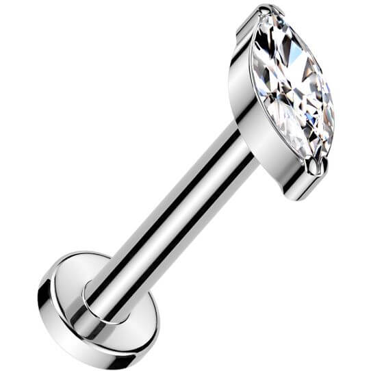 Titanium Labret zirconia marquise cut Push-In
