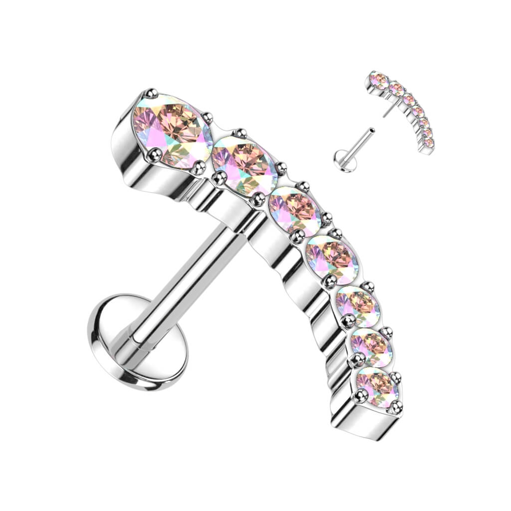 Titanio Circonita curva Push In Labret